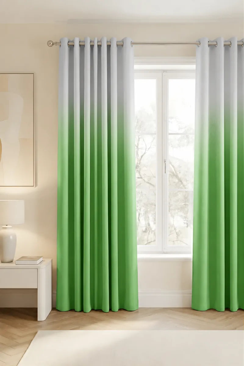 Fresh Leaf Green (#6DBB5A) Dip-Dye Ombre Velvet Curtains – Set of 2 Panels