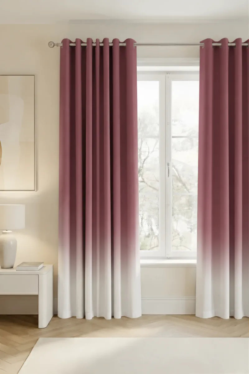 Dusty Mauve (#864D5C) Frosted Ombre Velvet Curtains – Set of 2 Panels