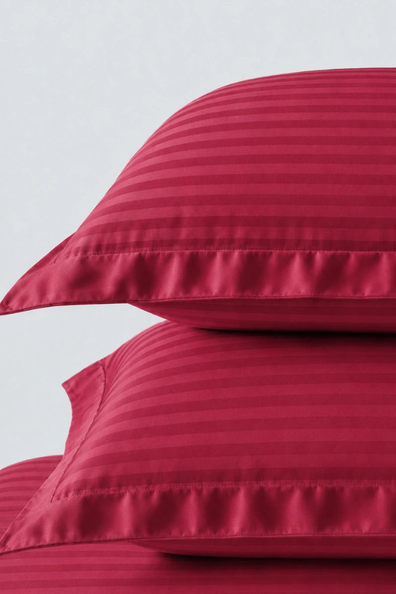 Scarlet Satin Stripe Fitted Bedsheet - King Size