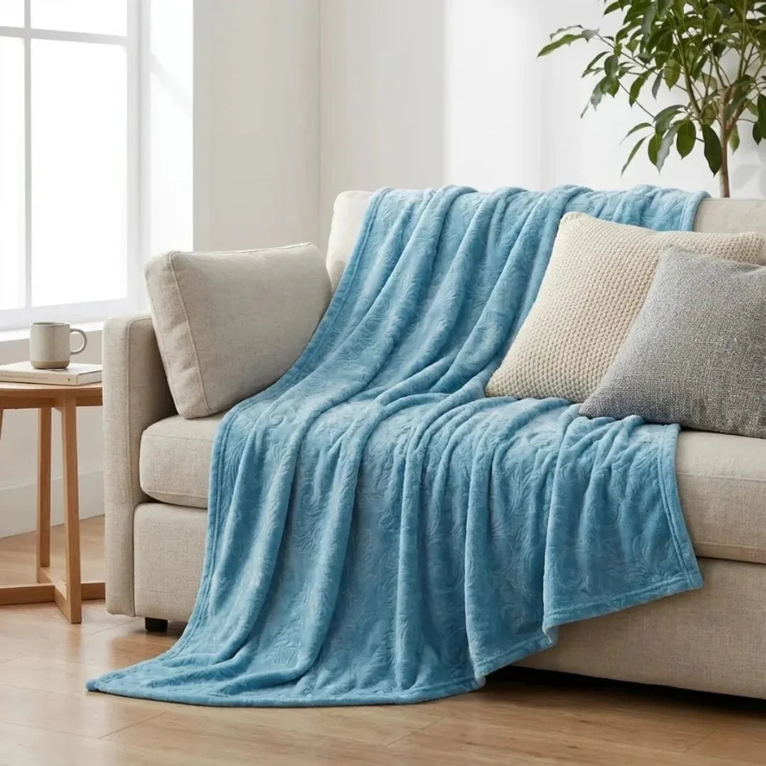 Ocean Blue Embossed Blanket