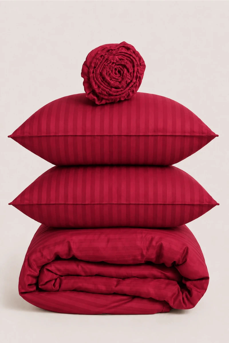 Scarlet Satin Quilt Cover Set (6PCS - King Size)