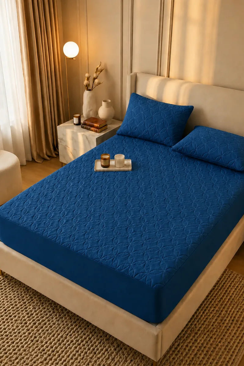 King Size Waterproof Quilted Mattress Cover + 2 Pillow Covers