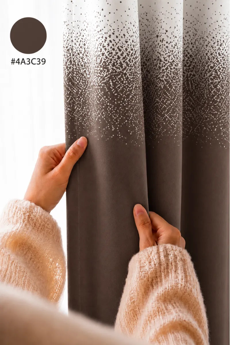Dark Chocolate Brown (#4A3C39) Speckled Ombre Velvet Curtains – Set of 2 Panels