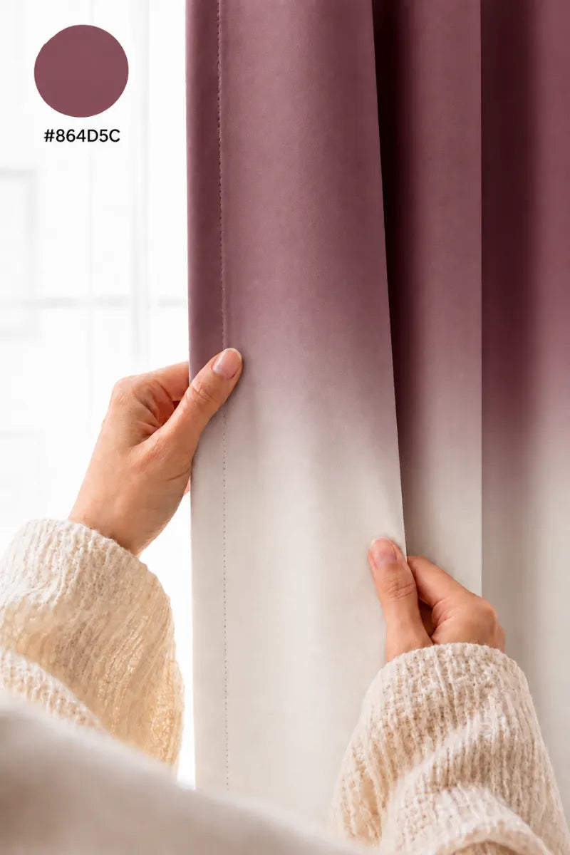 Dusty Mauve (#864D5C) Frosted Ombre Velvet Curtains – Set of 2 Panels
