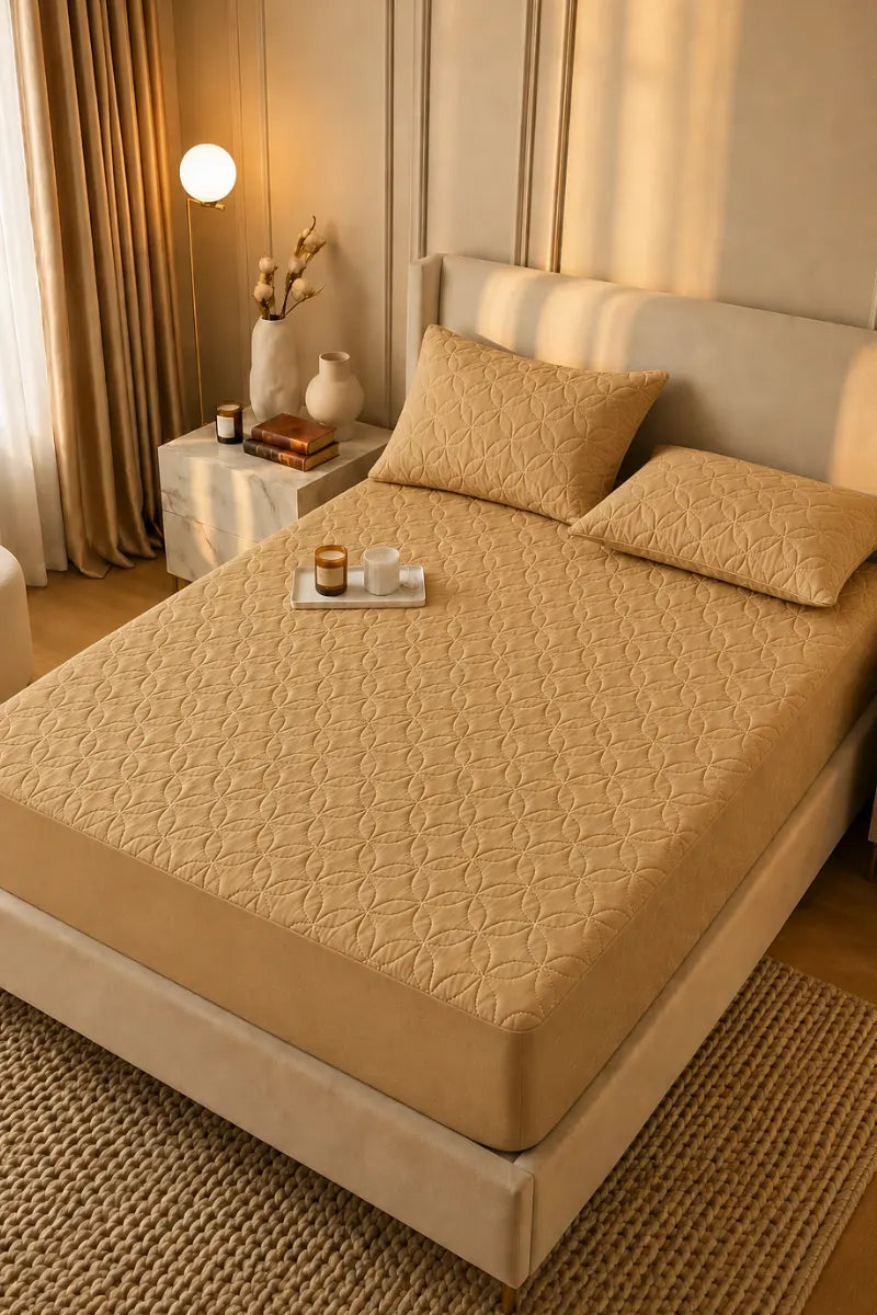 King Size Waterproof Quilted Mattress Cover + 2 Pillow Covers