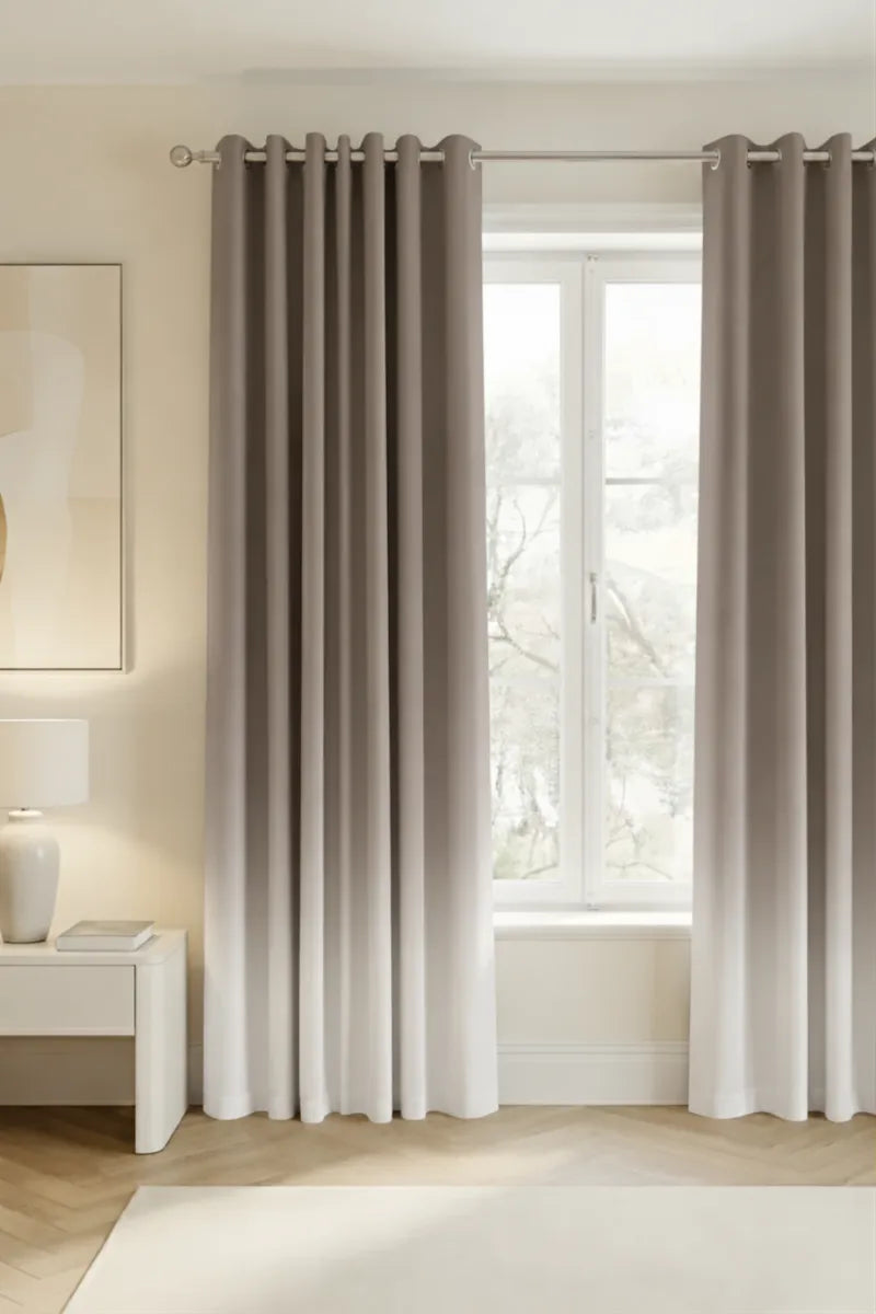 Mushroom Grey (#7E746A) Frosted Ombre Velvet Curtains – Set of 2 Panels