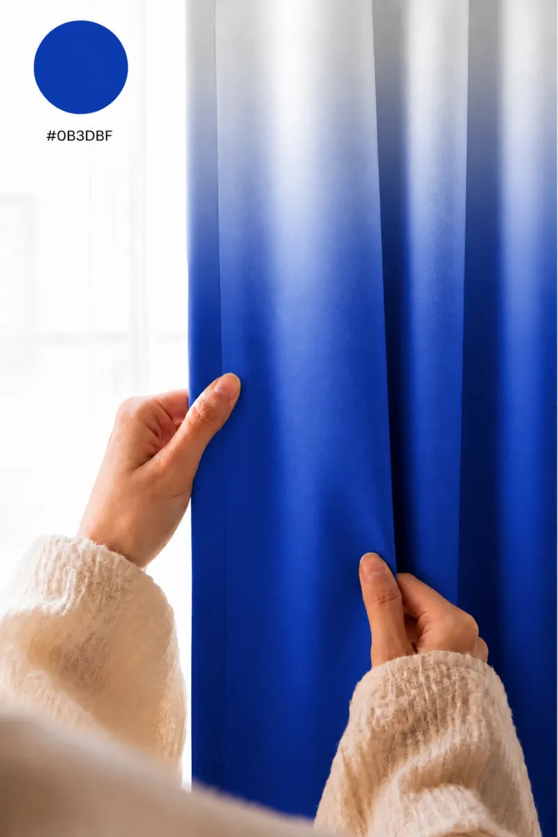 Electric Royal Blue (#OB3DBF) Dip-Dye Ombre Velvet Curtains – Set of 2 Panels