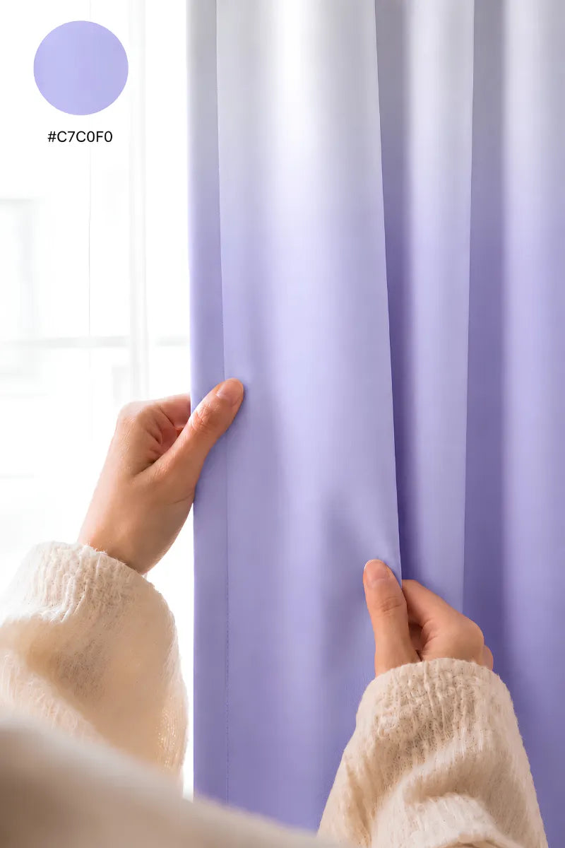 Pastel Lavender (#C7C0f0) Dip-Dye Ombre Velvet Curtains – Set of 2 Panels