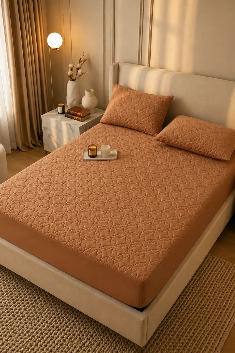 King Size Waterproof Quilted Mattress Cover + 2 Pillow Covers