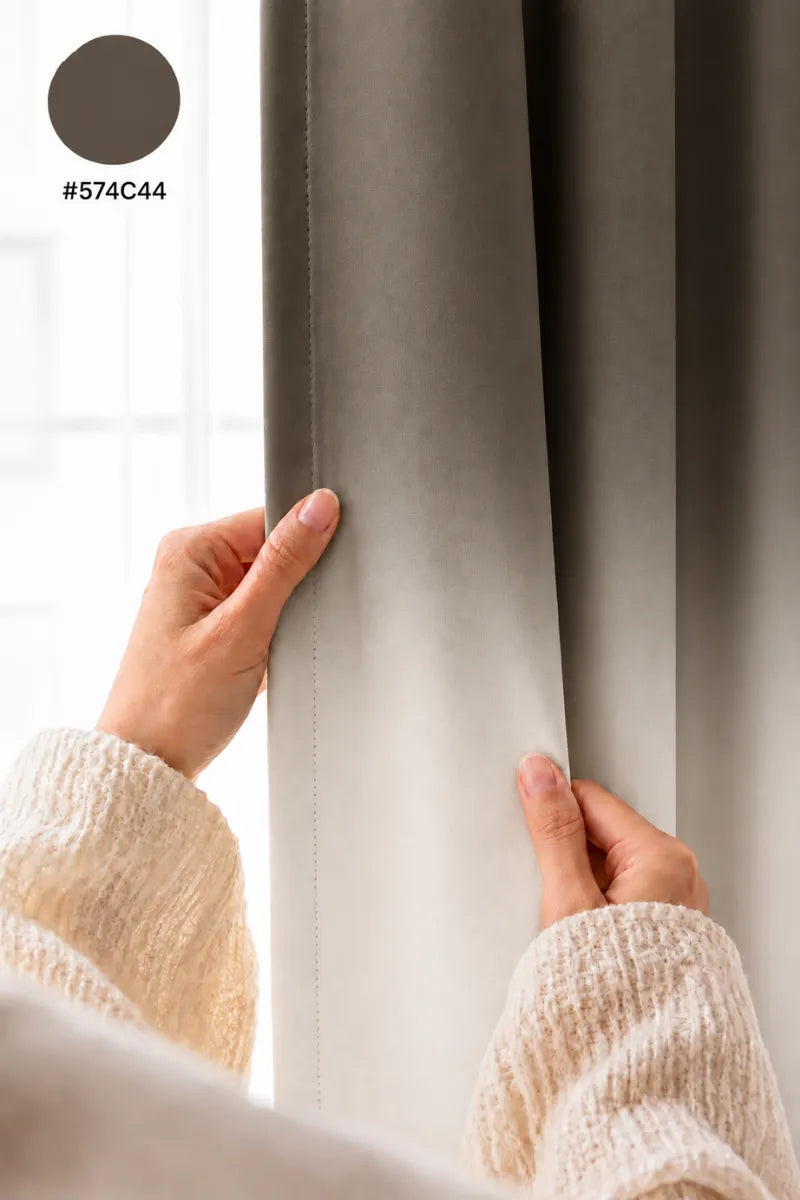Dark Mocha (#574C44) Frosted Ombre Velvet Curtains – Set of 2 Panels