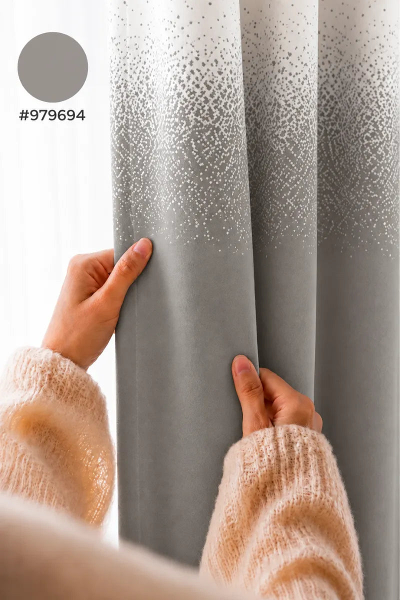 Stone Grey (#979694) Speckled Ombre Velvet Curtains – Set of 2 Panels