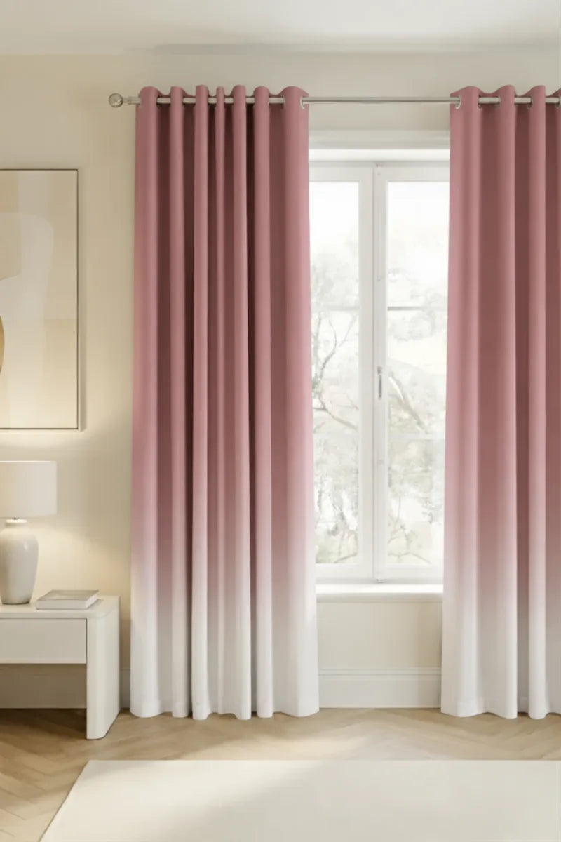 Vintage Blush (#B17078) Frosted Ombre Velvet Curtains – Set of 2 Panels