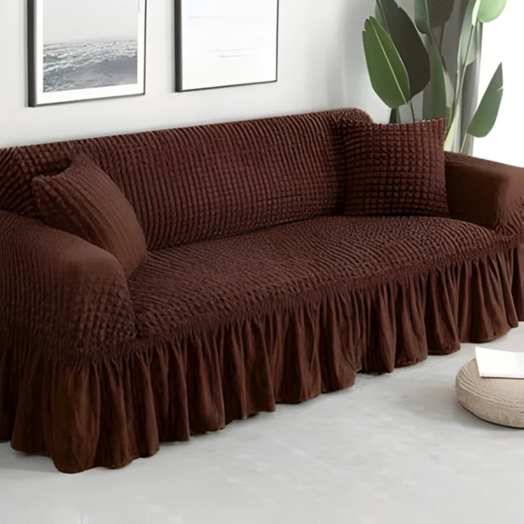 Frill Style Butterfly Stuff Sofa Cover (Brown Color)