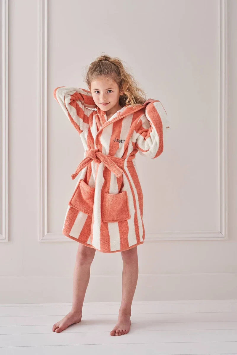 Striped Bathrobe for Children, Transat - striped orange