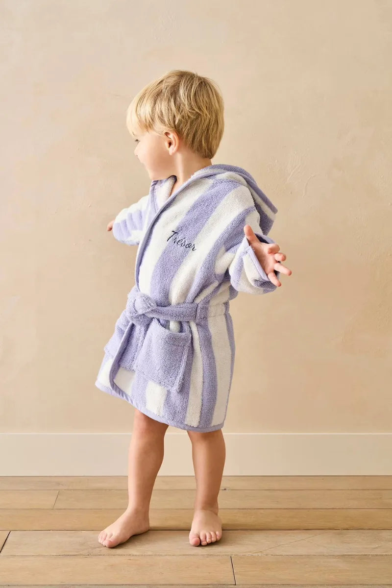 Kids Striped Purple Bathrobe (2–4 Years) | Hooded & Cozy