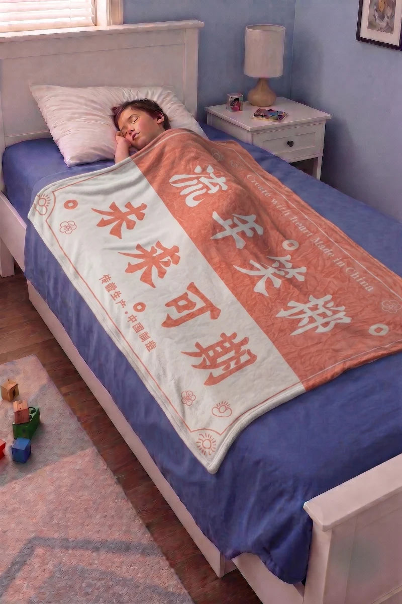 Kids Winter Fleece Blanket – Soft Cartoon Print – Size (61" x 26")