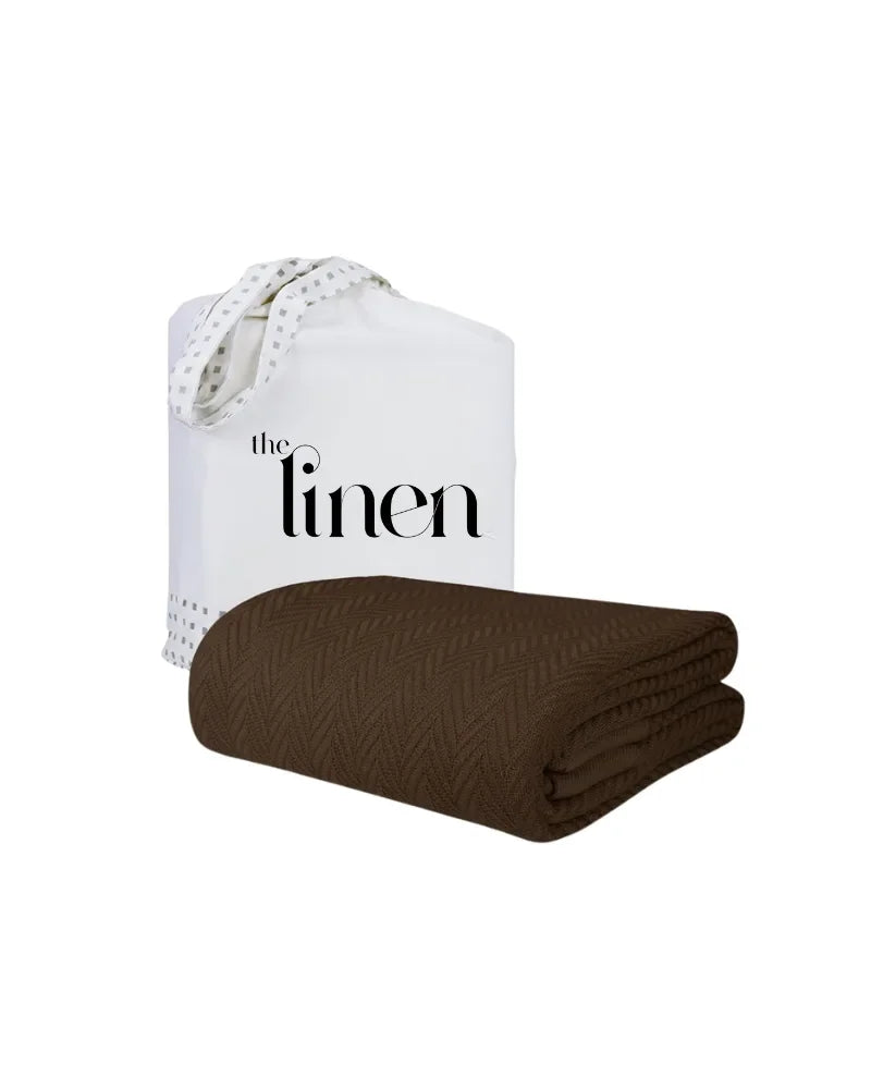 ULTRA SOFT THERMAL BLANKET | Charcoal Brown (Double Bed 210x240 cm) | 100% Cotton Weave | Four-Season Comfort | 250 GSM