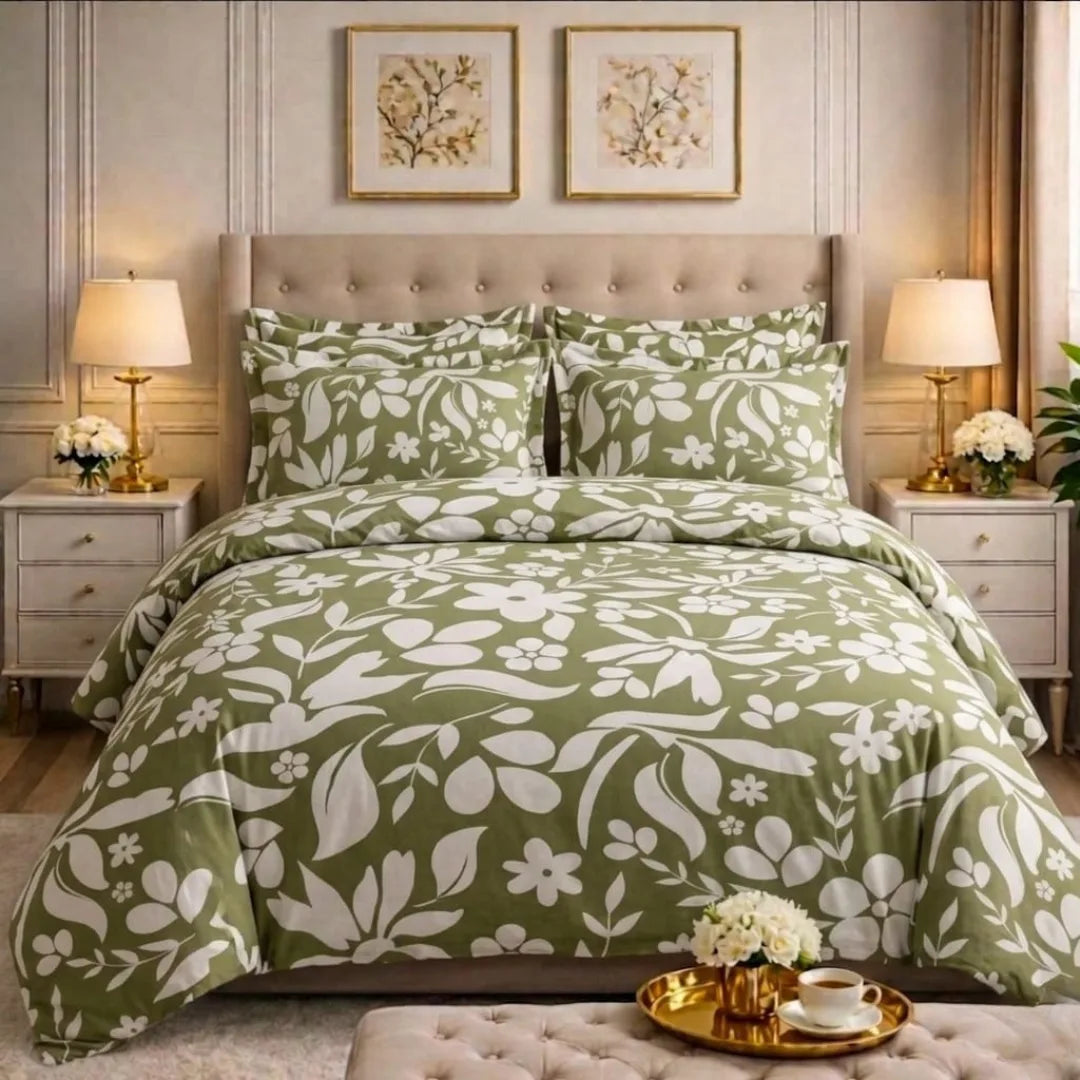 Luxury Export Cotton Double Bed Comforter Set – 87x95 Bedsheet & Pillow Covers