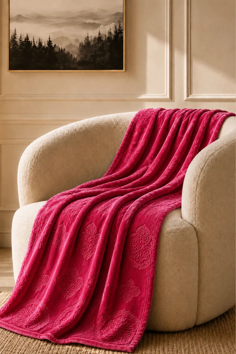 Hot Pink Embossed Blanket