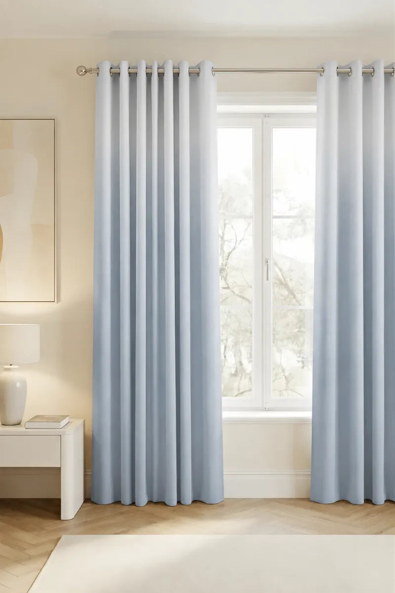 Silver Mist (#BBC5CF) Dip-Dye Ombre Velvet Curtains – Set of 2 Panels