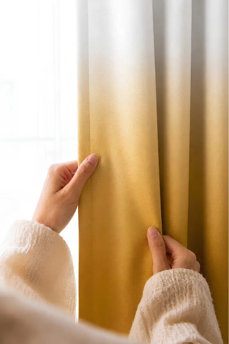 Mustard Gold Dip-Dye Ombre Velvet Curtains – Set of 2 Panels