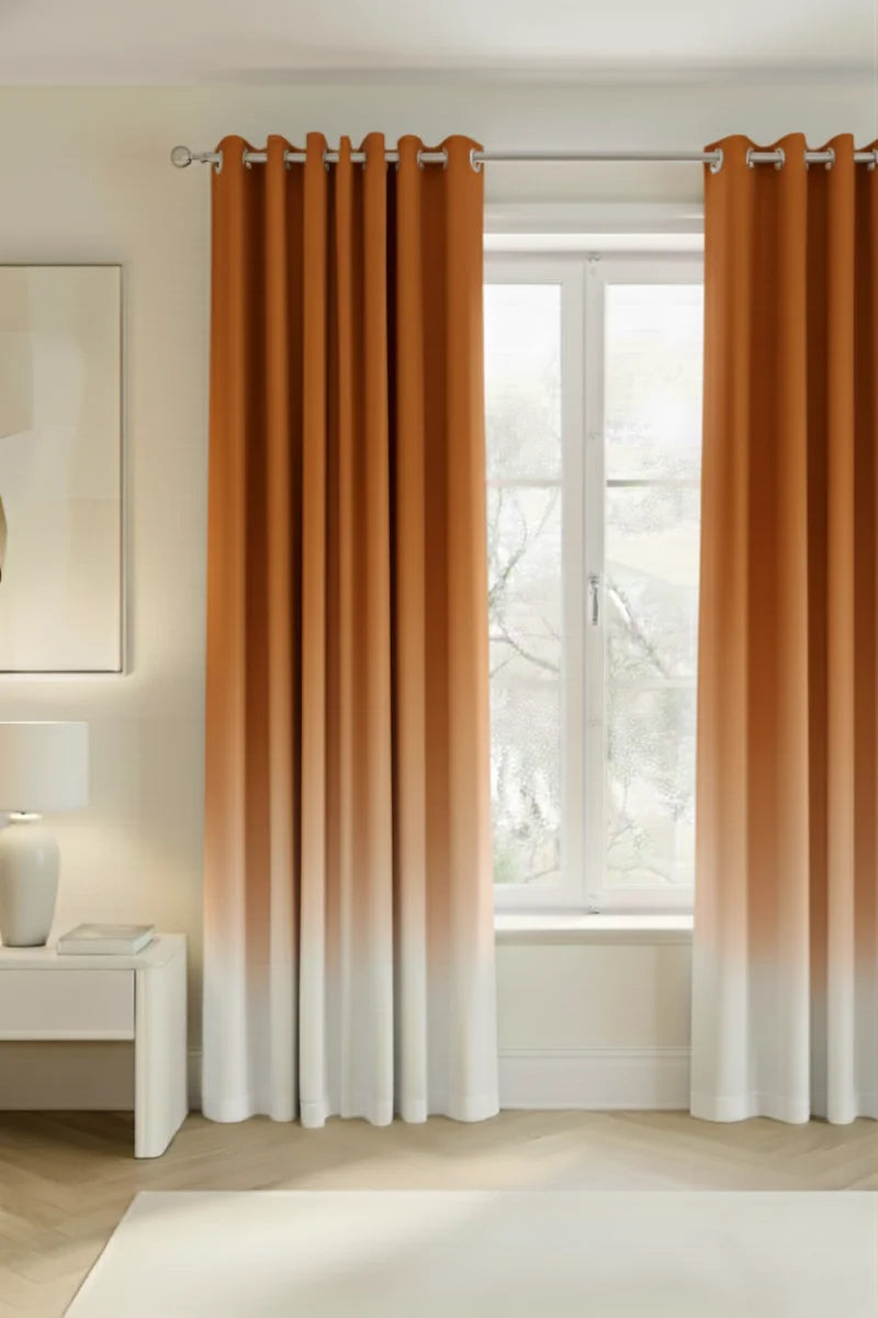 Orange Luxury Dawn to Dusk Gradient Grommet Curtain Set of 2