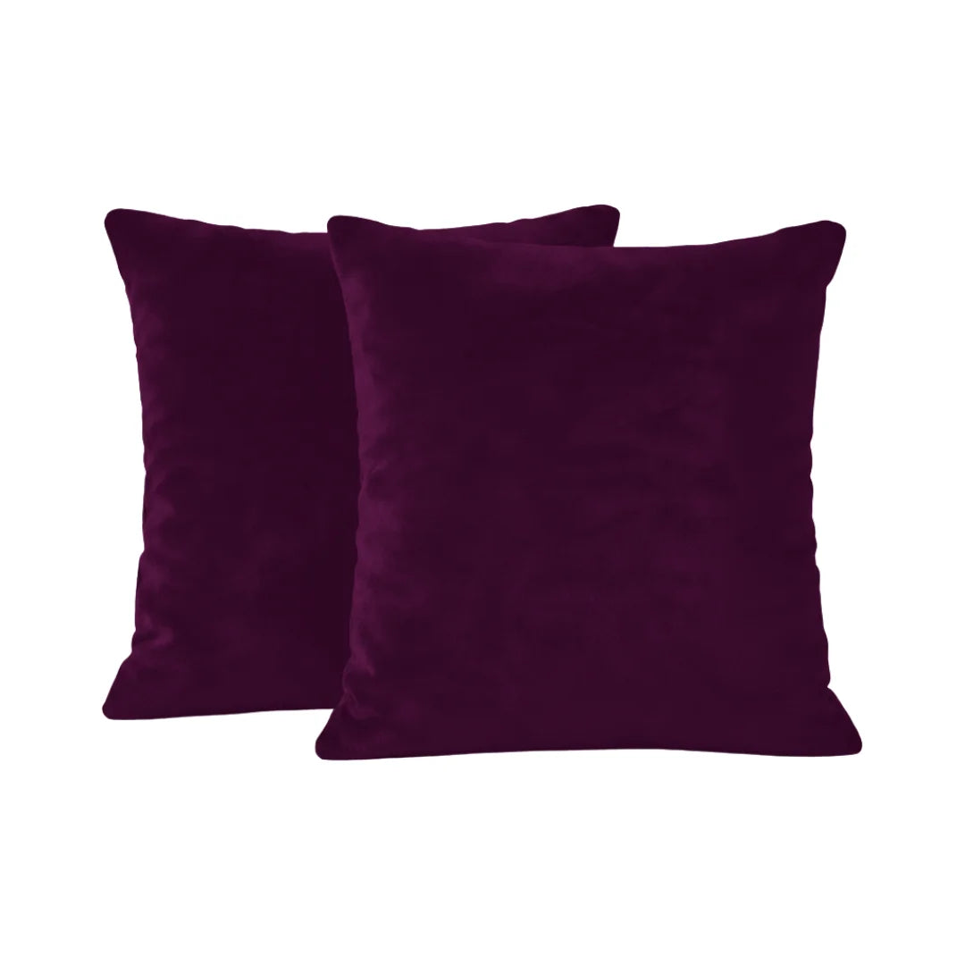 Deep Burgundy Plain Velvet Cushion Set (Pack of 2)