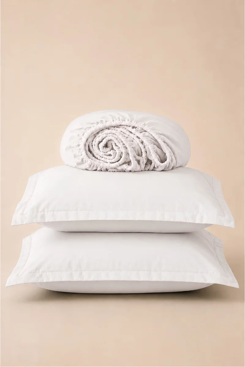 Pure White Solid 3-Piece Bedsheet Set