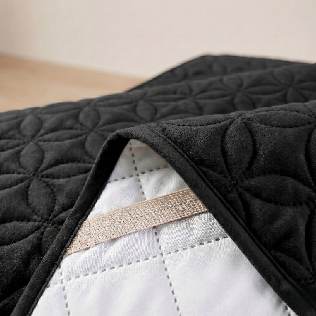 Premium Ultrasonic Quilted Sofa Cover (Black Color)