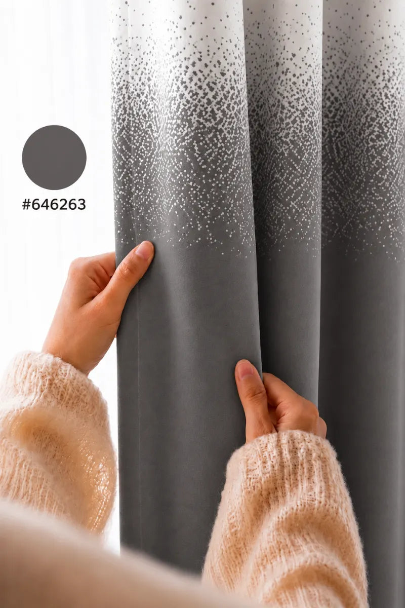 Charcoal Grey (#646263) Speckled Ombre Velvet Curtains – Set of 2 Panels