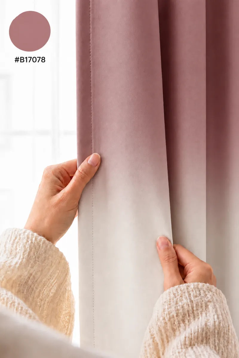 Vintage Blush (#B17078) Frosted Ombre Velvet Curtains – Set of 2 Panels