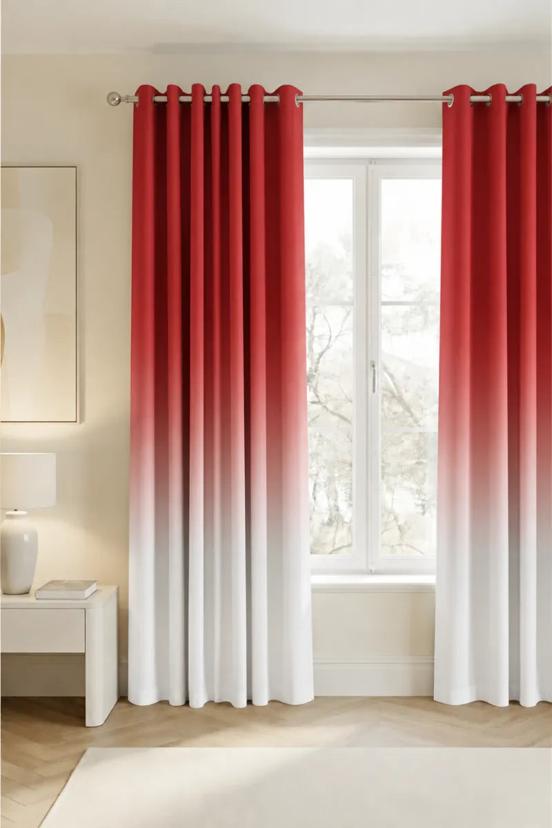 Ruby Red (#B91F27) Frosted Ombre Velvet Curtains – Set of 2 Panels