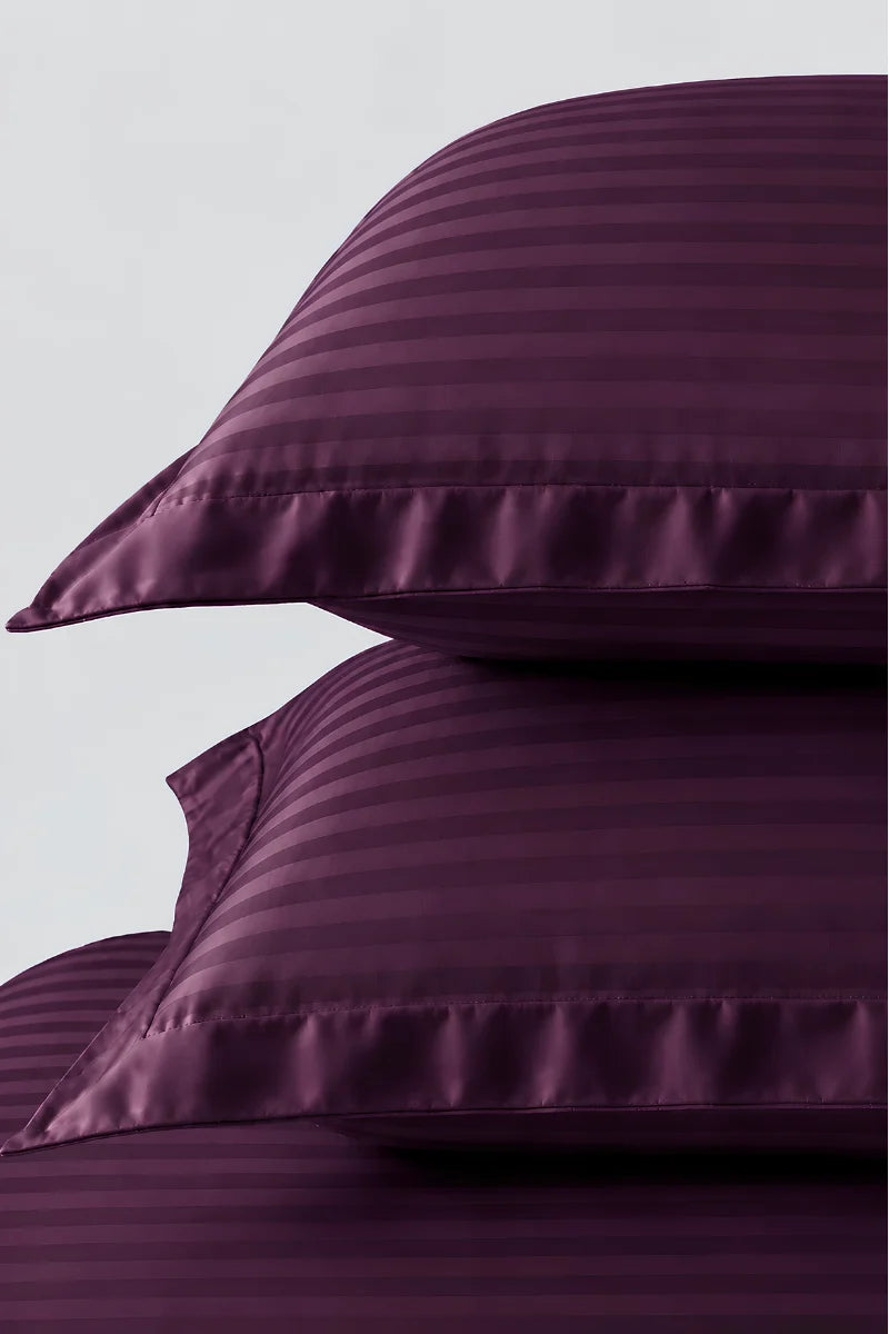 Plum Purple Stripe Fitted Bedsheet - King Size