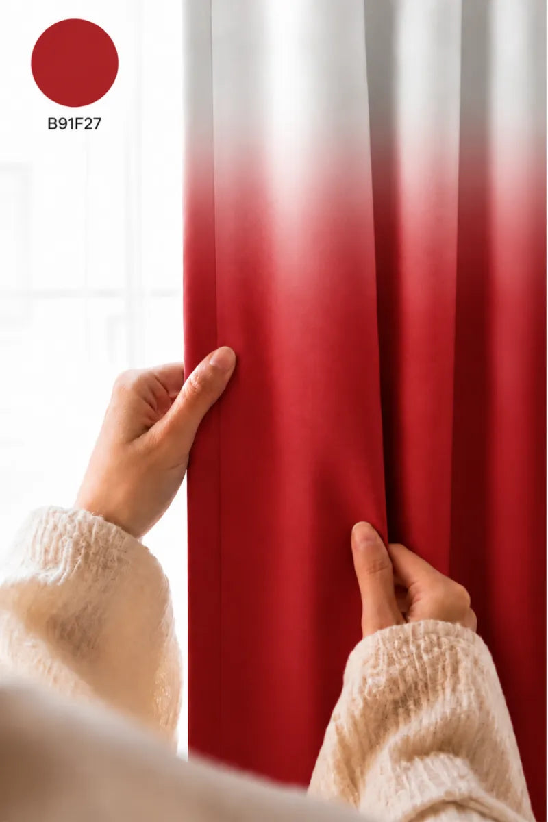 Crimson Red (#B91F27) Dip-Dye Ombre Velvet Curtains – Set of 2 Panels