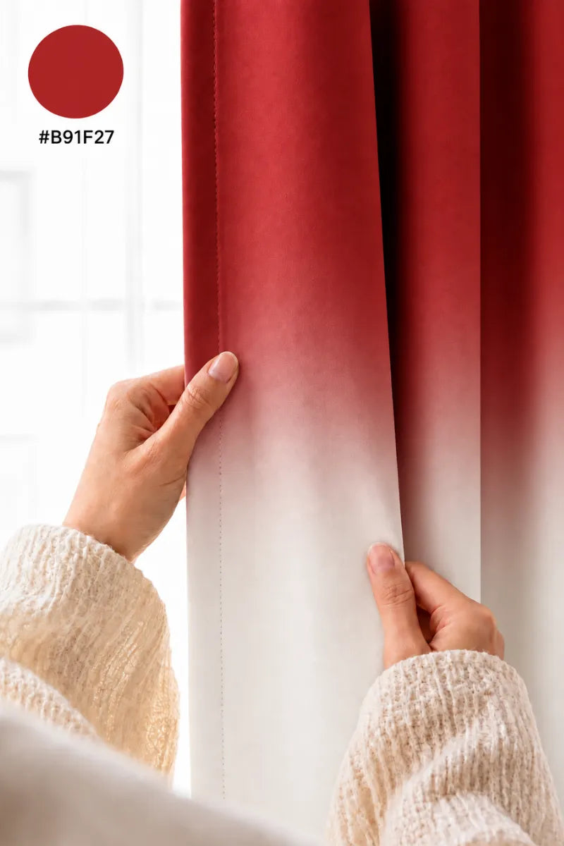Ruby Red (#B91F27) Frosted Ombre Velvet Curtains – Set of 2 Panels