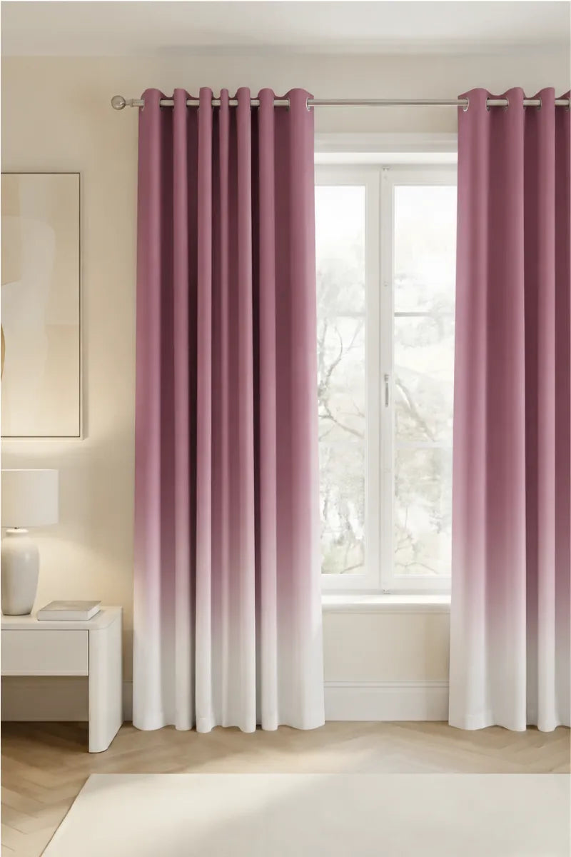 Vintage Plum (#9E5D79) Frosted Ombre Velvet Curtains – Set of 2 Panels
