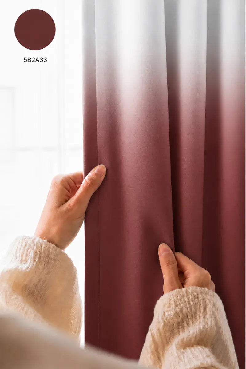 Deep Burgundy (#5B2A33) Dip-Dye Ombre Velvet Curtains – Set of 2 Panels