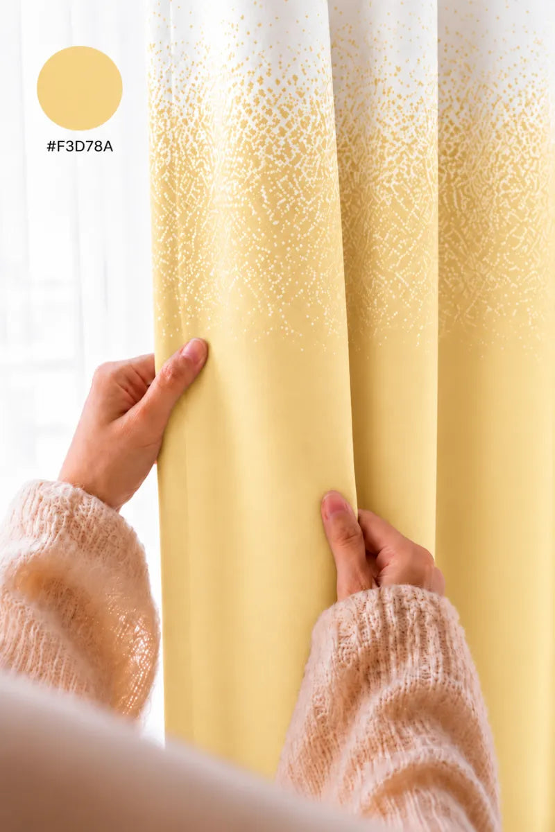 Soft Butter Yellow (#F3D78A) Speckled Ombre Velvet Curtains – Set of 2 Panels