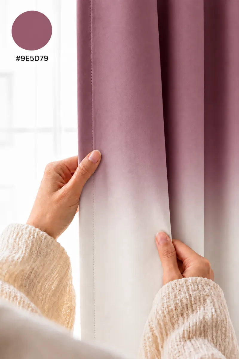 Vintage Plum (#9E5D79) Frosted Ombre Velvet Curtains – Set of 2 Panels