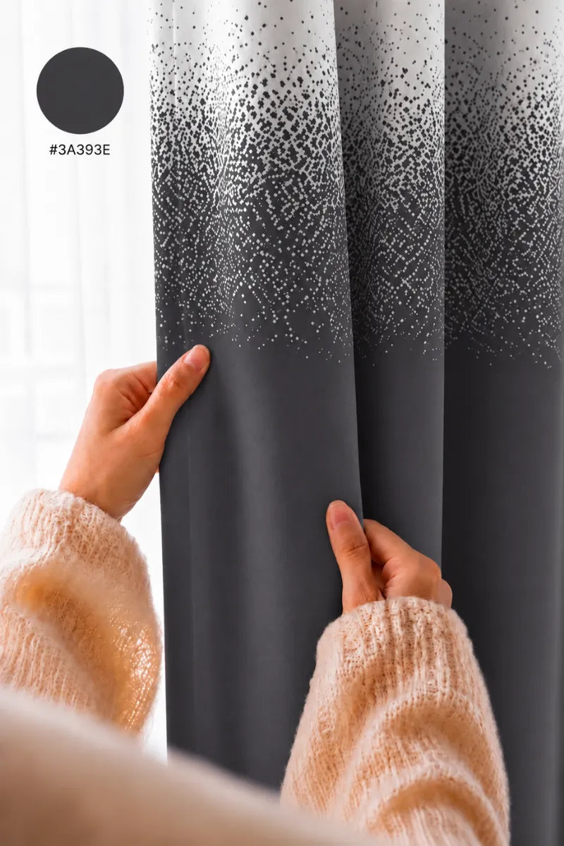 Graphite Grey (#3A393E) Speckled Ombre Velvet Curtains – Set of 2 Panels