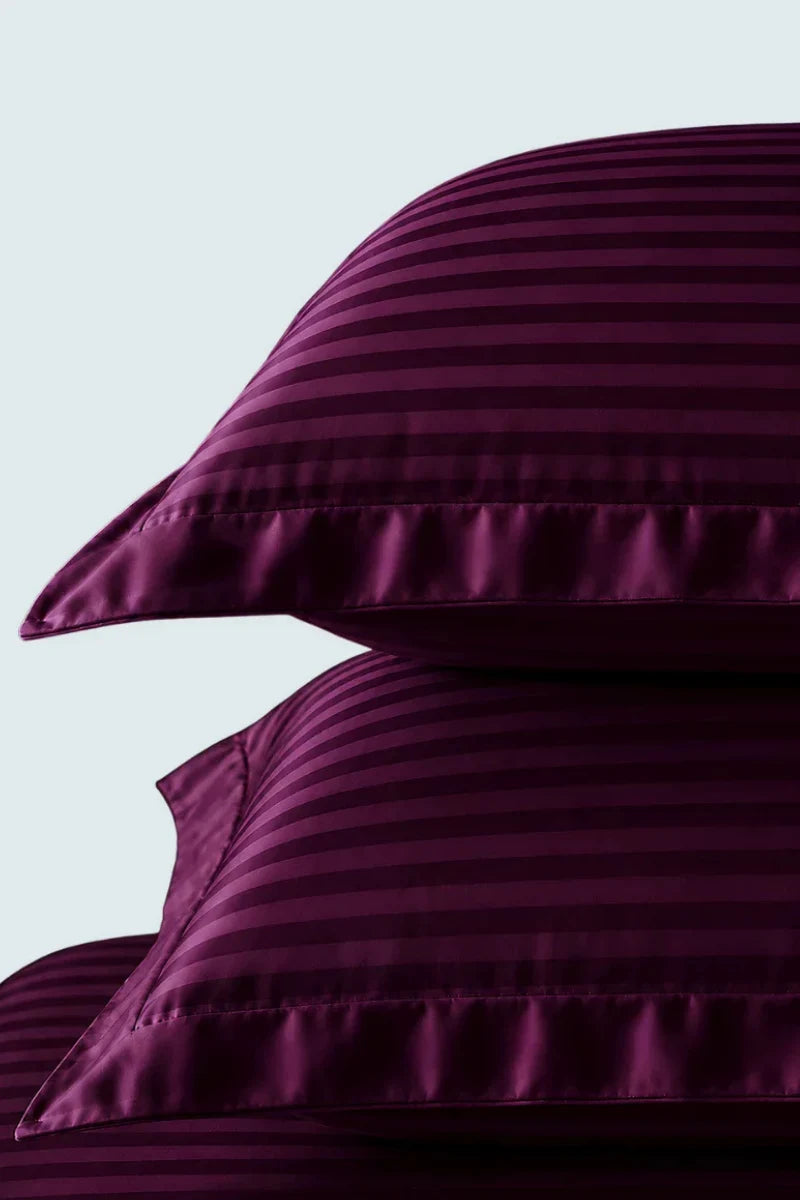 Royal Plum Stripe Fitted Bedsheet - King Size