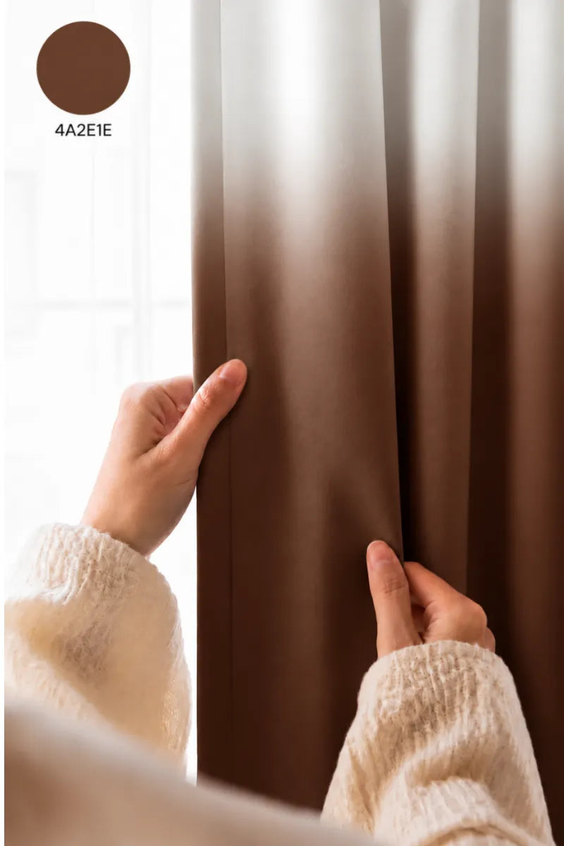 Espresso Brown (#4A2E1E) Dip-Dye Ombre Velvet Curtains – Set of 2 Panels