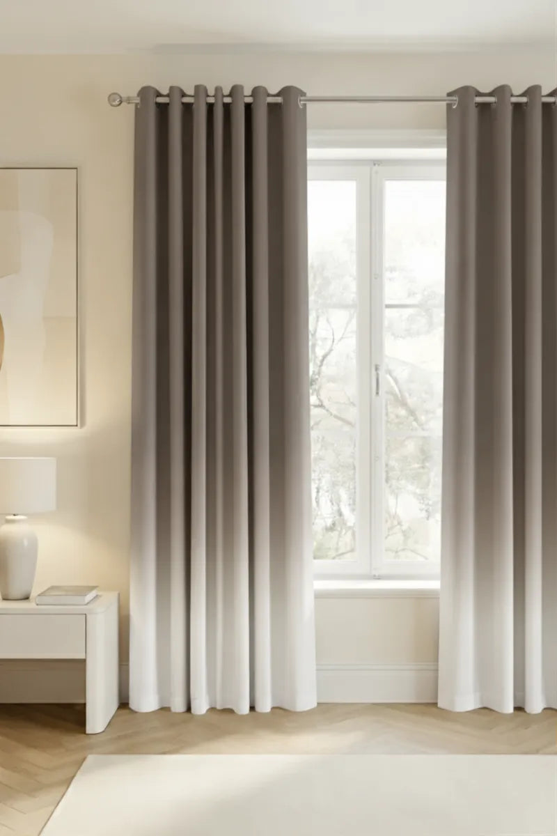 Smoky Taupe (#685E54) Frosted Ombre Velvet Curtains – Set of 2 Panels