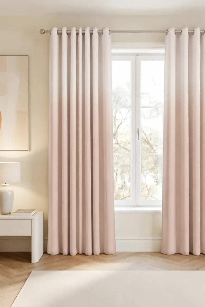 Blush Beige (#DFC8C0) Dip-Dye Ombre Velvet Curtains – Set of 2 Panels