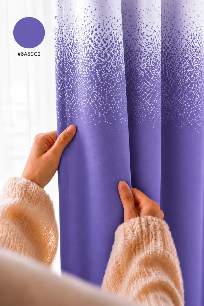 Amethyst Purple (#6A5CC2) Speckled Ombre Velvet Curtains – Set of 2 Panels
