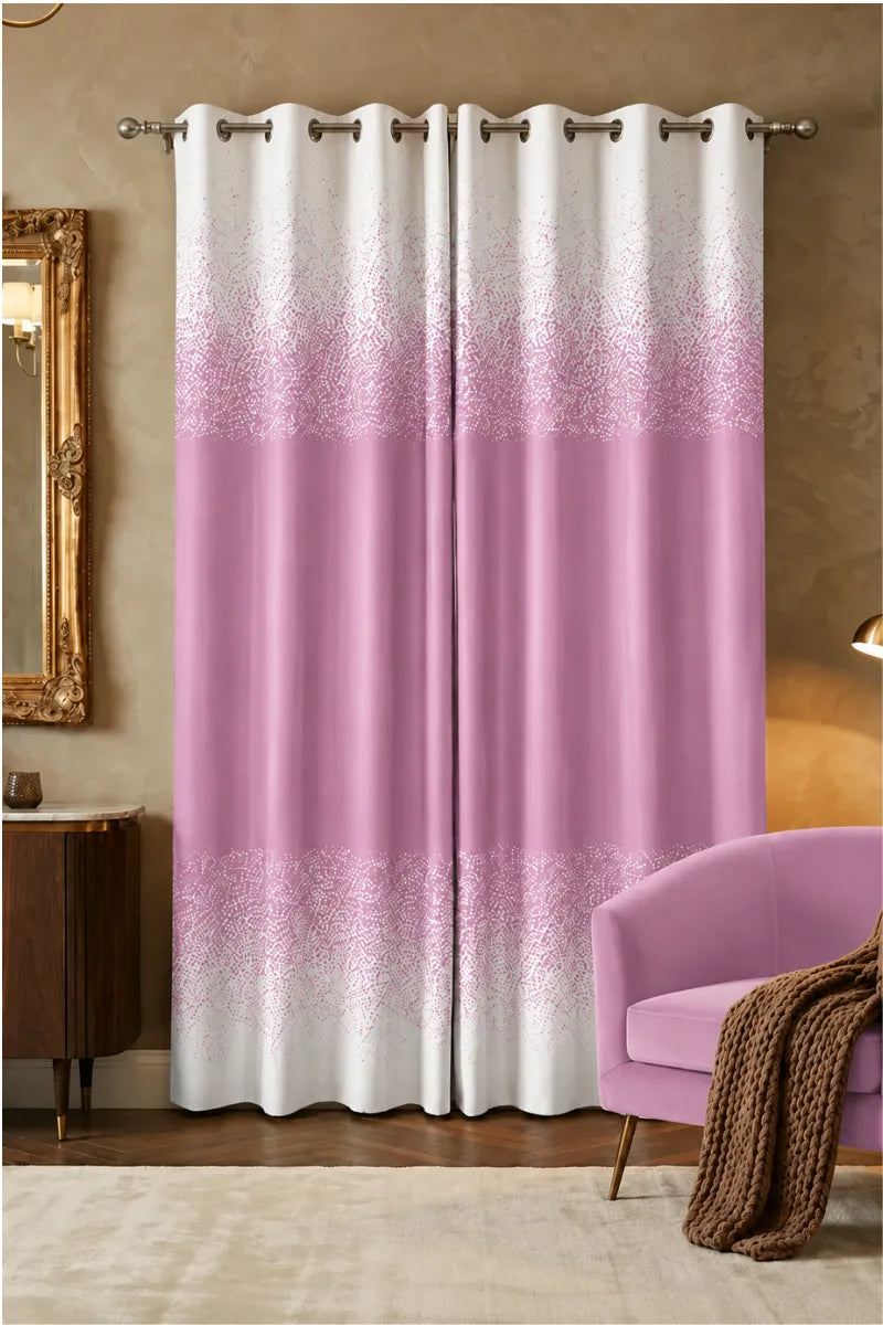 Rose Pink (#D88BC7) Speckled Ombre Velvet Curtains – Set of 2 Panels