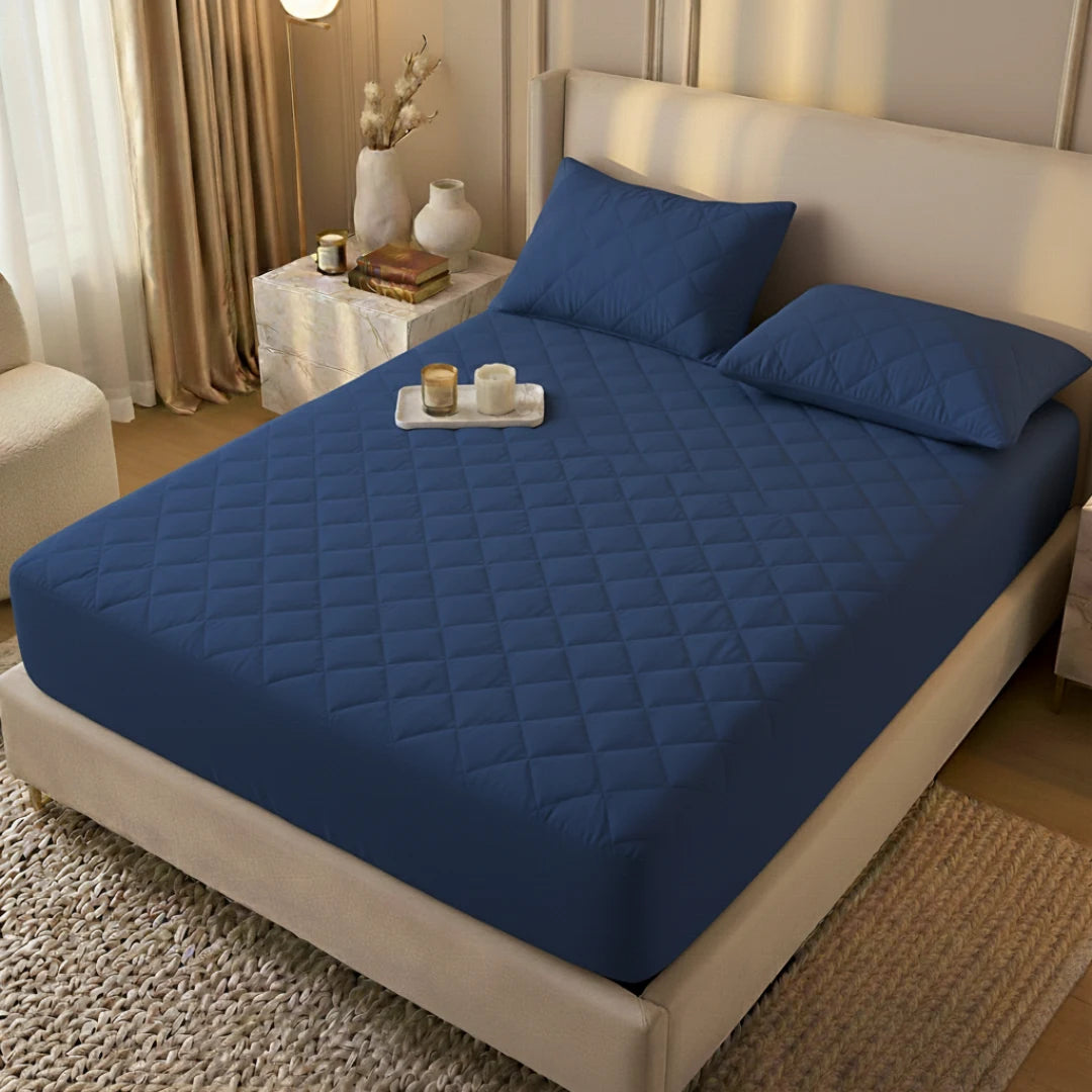 King Size Waterproof Quilted Mattress Cover + 2 Pillow Covers