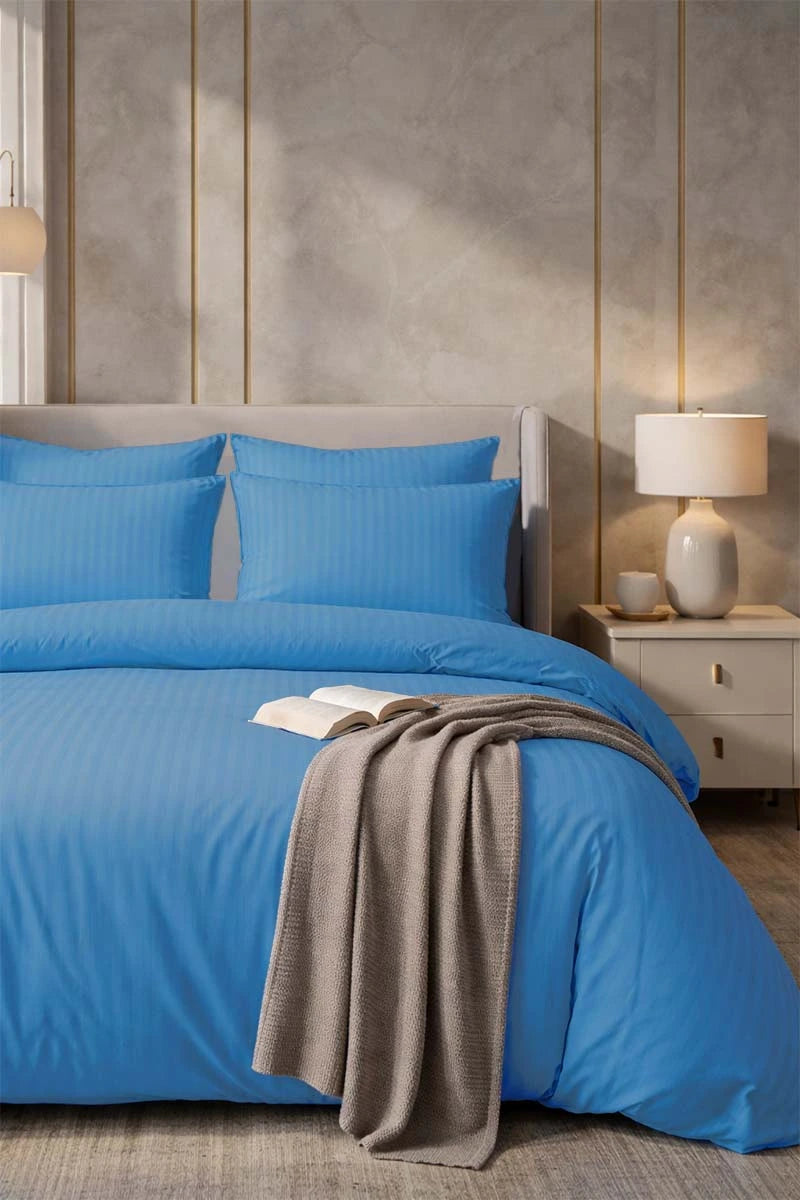 Aqua Blue Quilt Cover Set (6PCS - King Size)