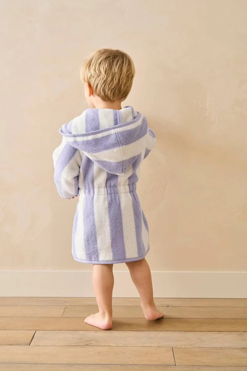 Kids Striped Purple Bathrobe (2–4 Years) | Hooded & Cozy