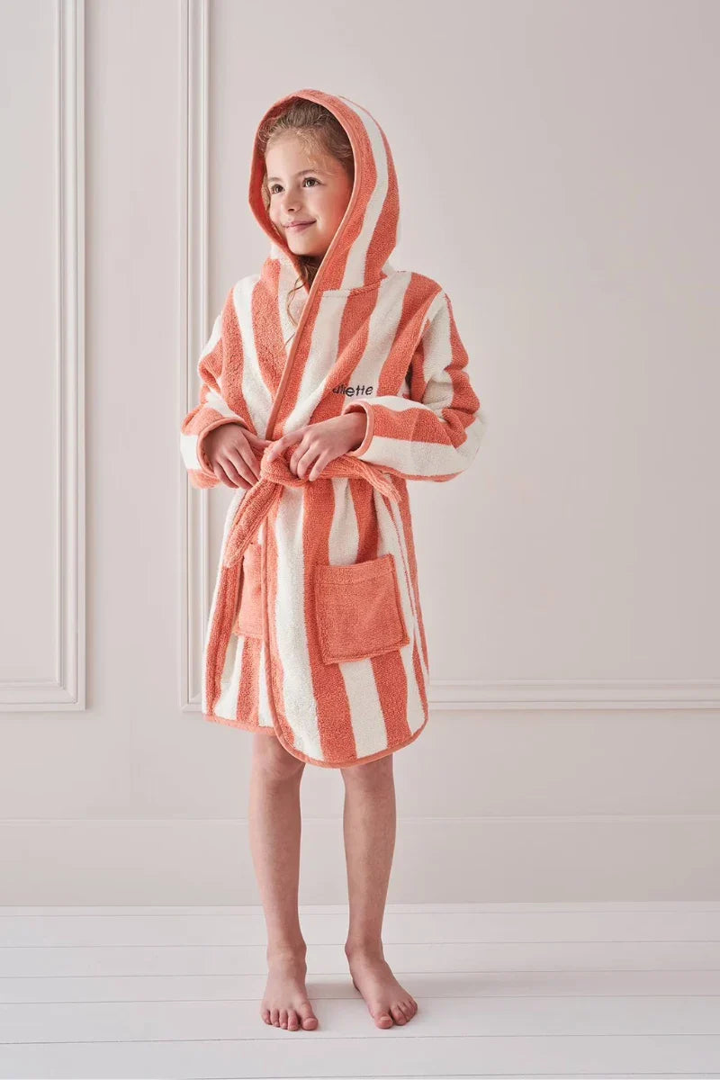 Striped Bathrobe for Children, Transat - striped orange
